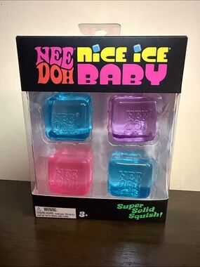NIB- NeeDoh Nice Ice Baby Squishy Ice Cubes - Pink + 2Blue + Purple